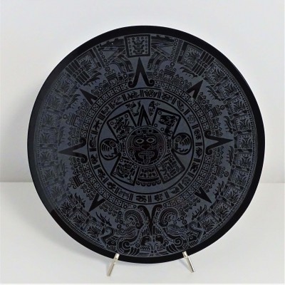 Obsidiánové zrcadlo Aztécký kalendář - 20cm, Mexiko