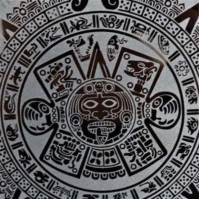 Obsidian Mirror Aztec Calendar - 20cm, Mexico