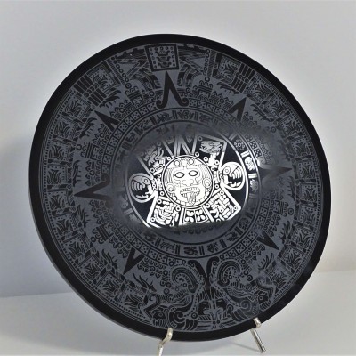 Obsidian Spiegel Aztekischer Kalender - 20cm, Mexiko