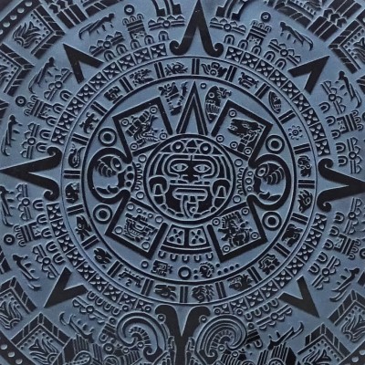 Obsidian mirror Aztec calendar - 30cm, Mexico