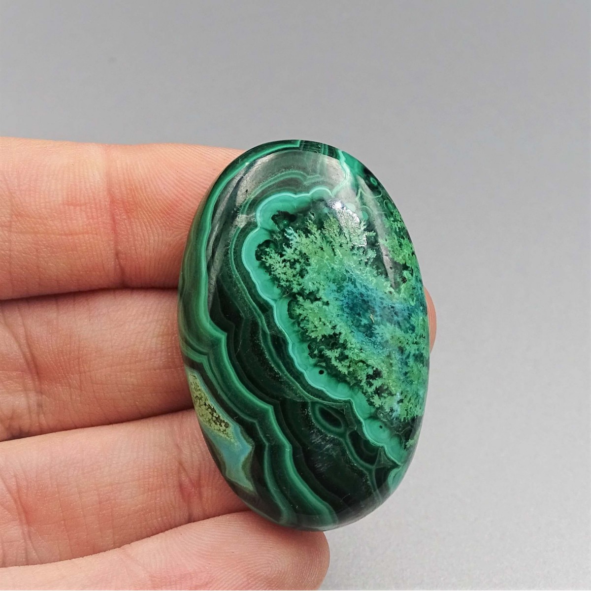 Malachit/Chrysokol-Cabochon 15,8g, Kongo