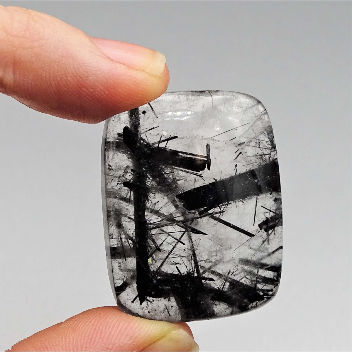 Crystal with black rutile cabochon 12.4g, Brazil