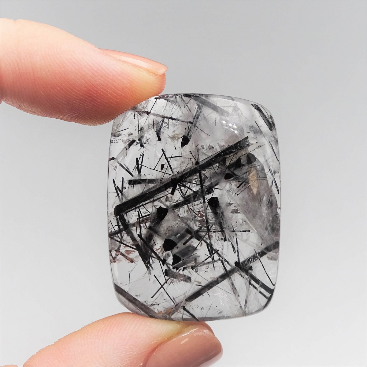 Crystal with black rutile cabochon 14.7g, Brazil