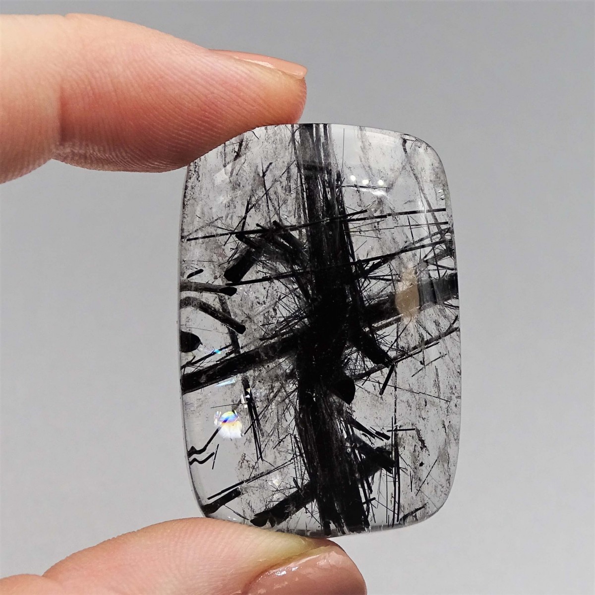Crystal with black rutile cabochon 15.2g, Brazil