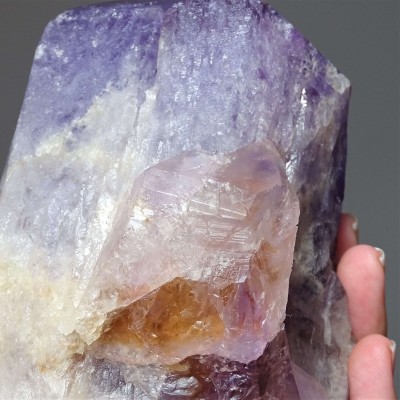 Amethyst natural crystal with ametrine, elestial 1694g, Bolivia