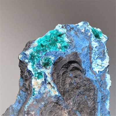 Dioptas natural crystals in rock 1526g, Congo