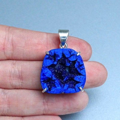 Azurite pendant in silver 11.1g, Russia