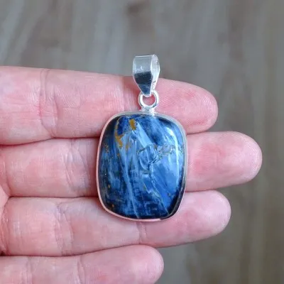 Pietersit natural mineral pendant in silver 10.3g, Namibia