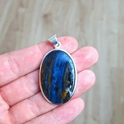 Pietersit natural mineral pendant in silver 10.2g, Namibia