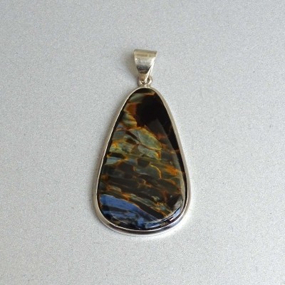 Pietersit natural mineral pendant in silver 11.9g, Namibia