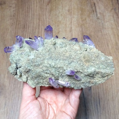 Amethyst natural crystals in rock 558g, Mexico