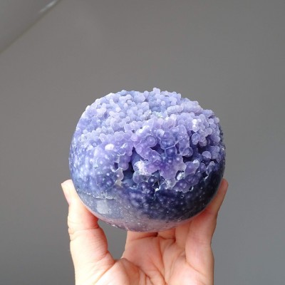 Grape chalcedony ball with crystals 757g, Indonesia