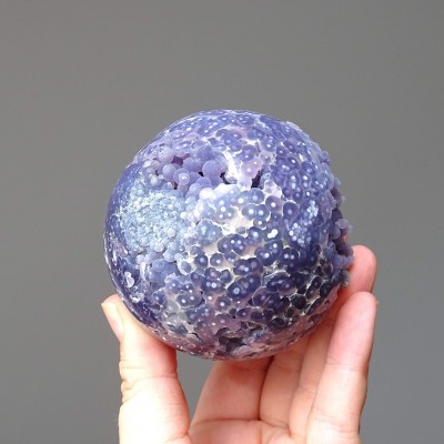 Grape chalcedony ball with crystals 415g, Indonesia