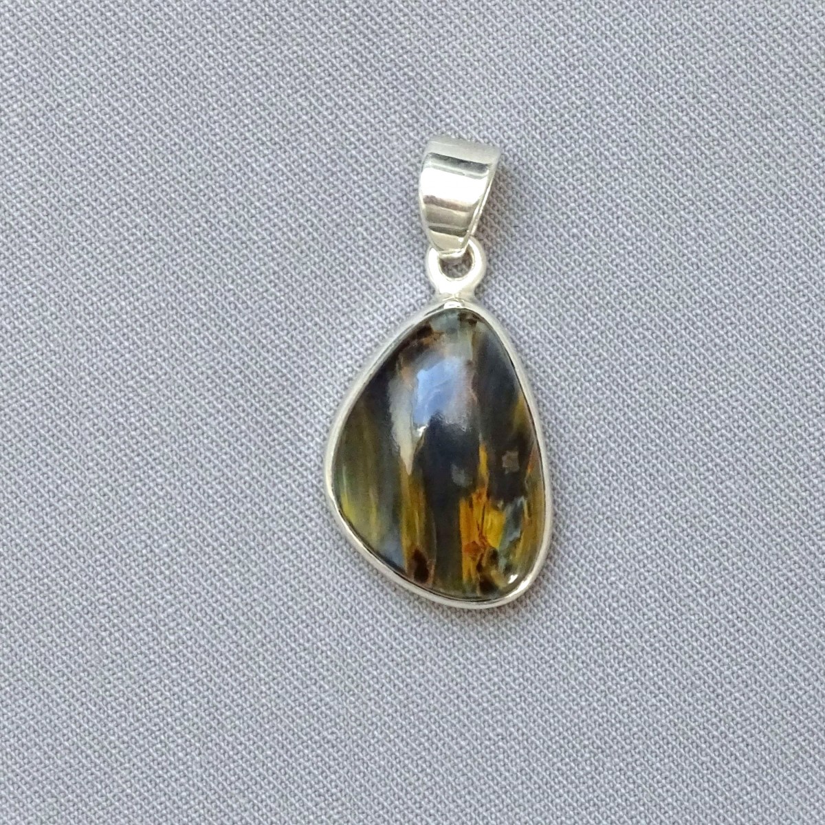 Pietersit natural mineral pendant in silver 5.3g, Namibia