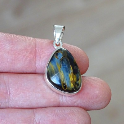 Pietersit natural mineral pendant in silver 5.3g, Namibia