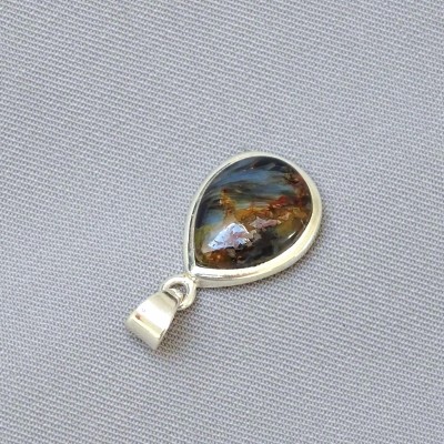 Pietersit natural mineral pendant in silver 3.6g, Namibia