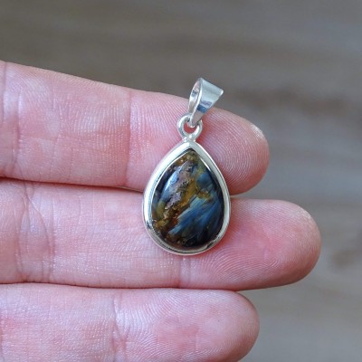 Pietersit natural mineral pendant in silver 3.6g, Namibia