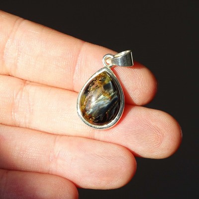 Pietersit natural mineral pendant in silver 3.6g, Namibia