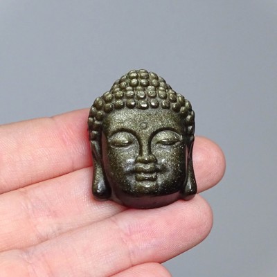 Obsidian Gold Buddha Head Pendant, Mexico