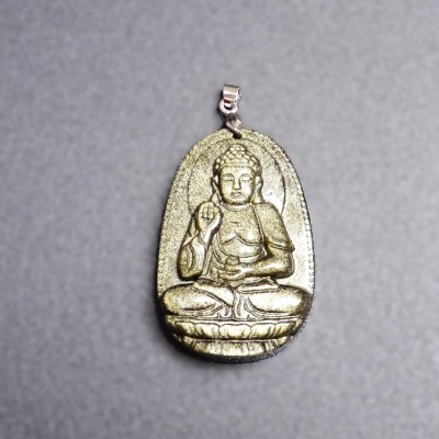 Obsidian Gold Pendant Seated Buddha, Mexico