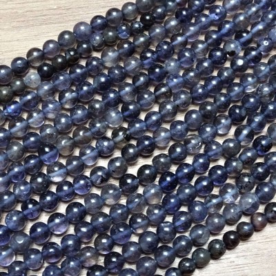 Natural mineral beads of rare iolite