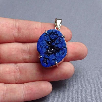 Azurite pendant in silver 15.2g, Russia