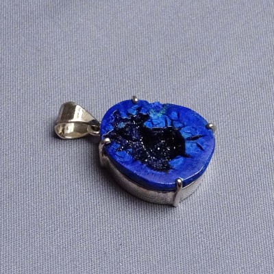 Azurite natural druse pendant in silver 11.3g, Russia