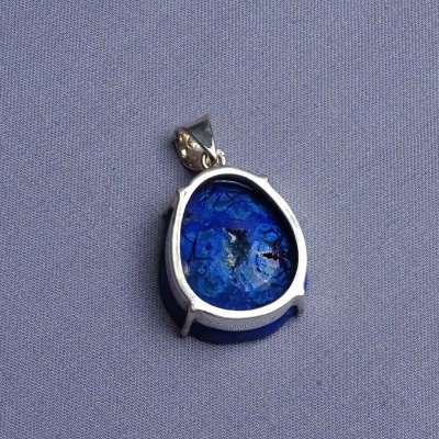 Azurite natural druse pendant in silver 11.3g, Russia