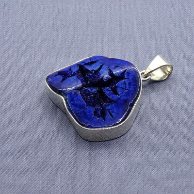 Azurite natural druse pendant in silver 17.4g, Russia