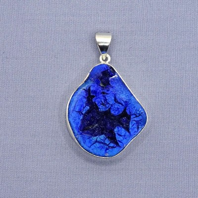 Azurite natural druse pendant in silver 23.7g, Russia