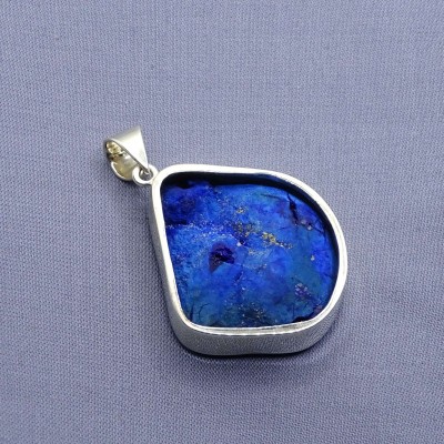 Azurite natural druse pendant in silver 23.7g, Russia