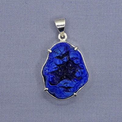 Azurite natural druse pendant in silver 15.8g, Russia