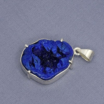 Azurite natural druse pendant in silver 15.8g, Russia