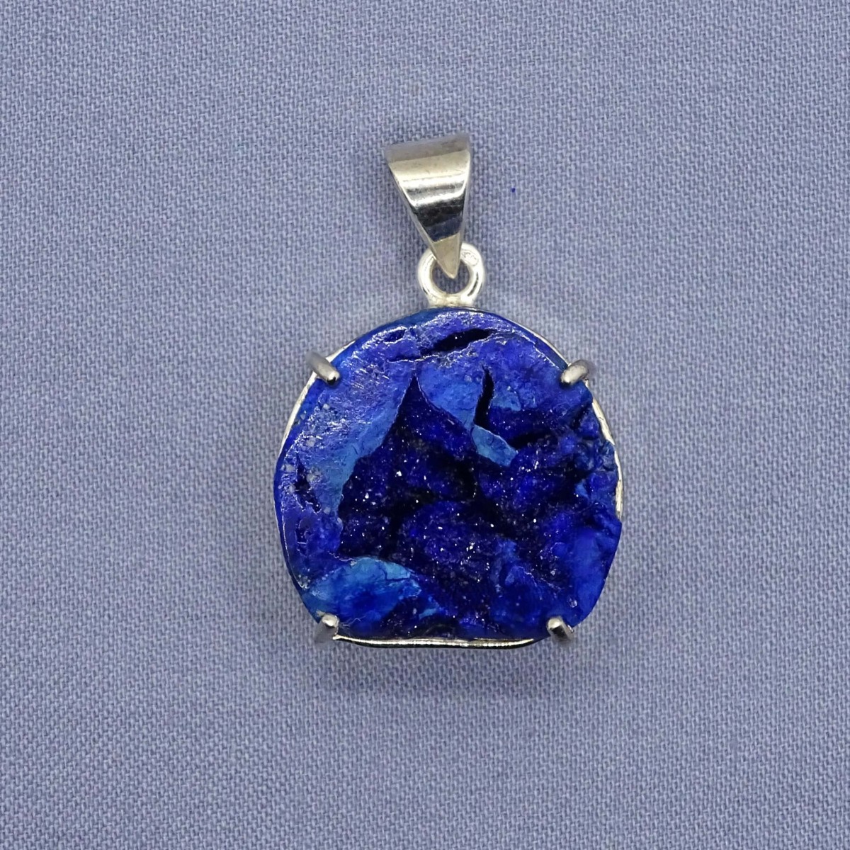 Azurite natural druse pendant in silver 10.4g, Russia