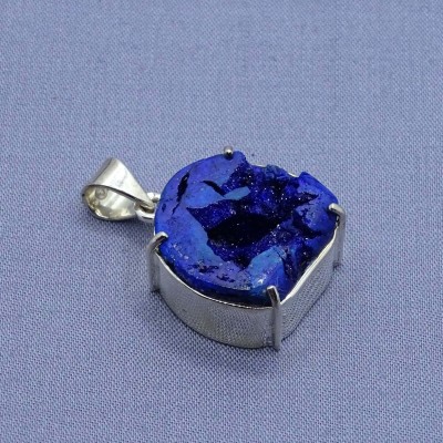 Azurite natural druse pendant in silver 10.4g, Russia