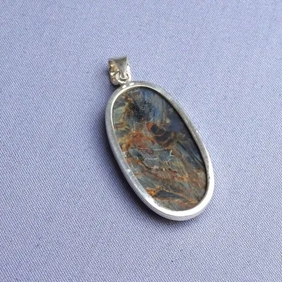 Pietersit natural mineral pendant in silver 14.4g, Namibia