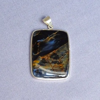 Pietersit natural mineral pendant in silver 19.4g, Namibia
