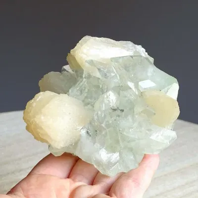 Apophyllite druse crystals and stilbite 285g, India